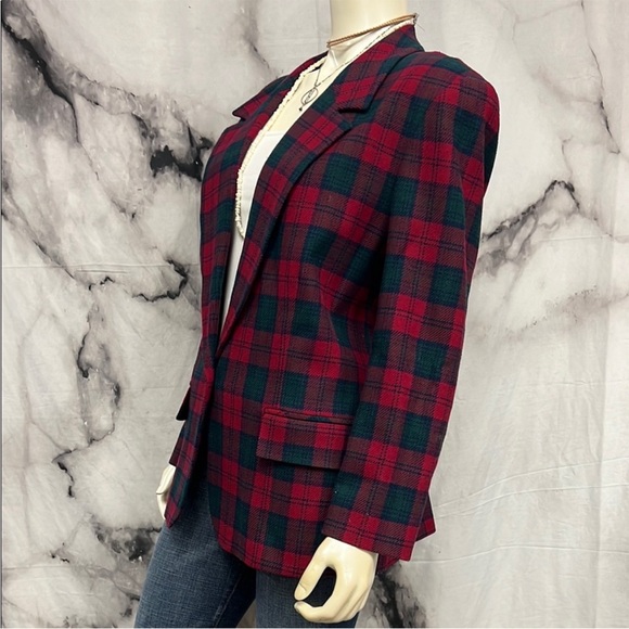 * 1980s vintage Pendleton tartan plaid wool blazer - Picture 7 of 9